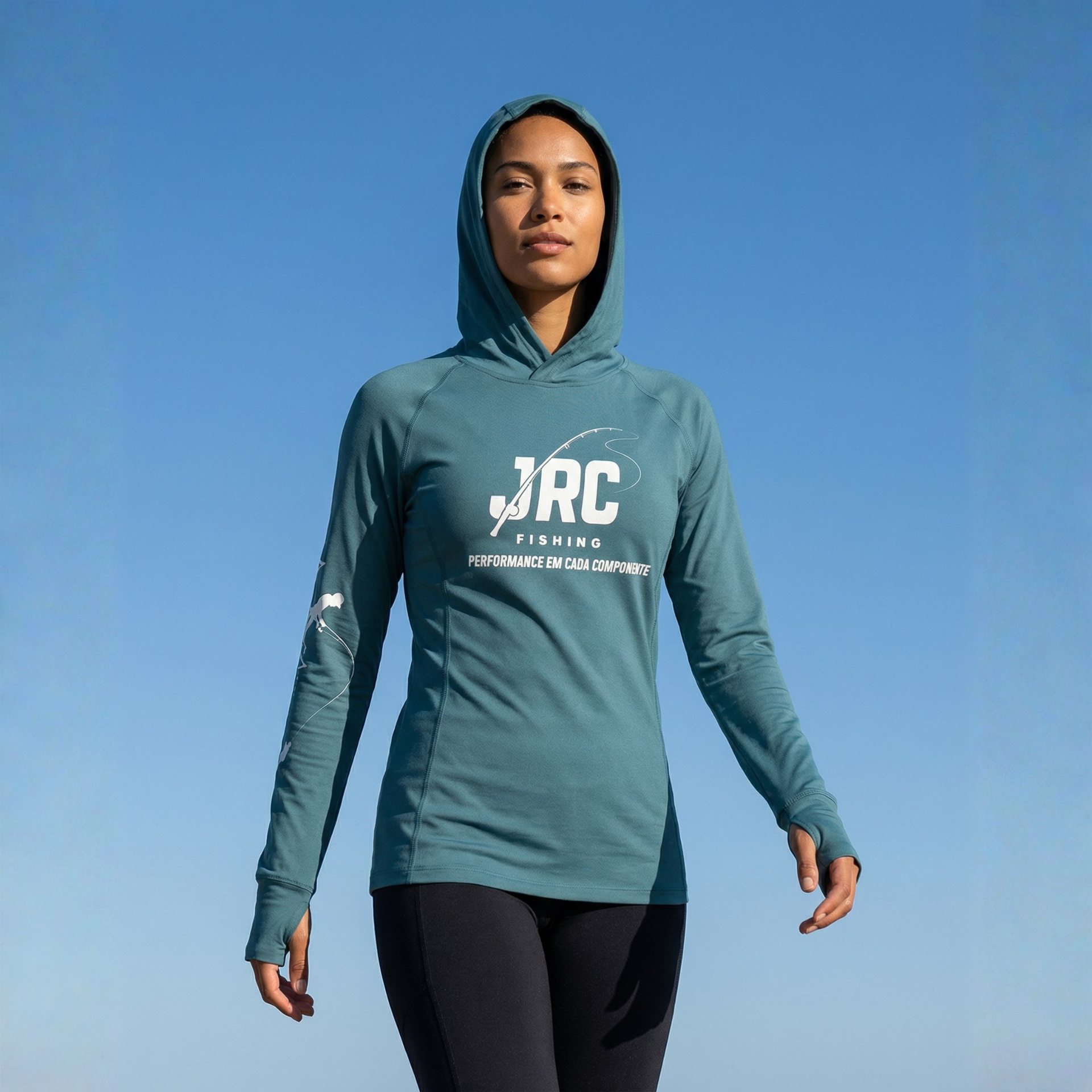 Camiseta de Pesca Feminina JRC com Capuz e Luva Proteção UV50+ Mirante