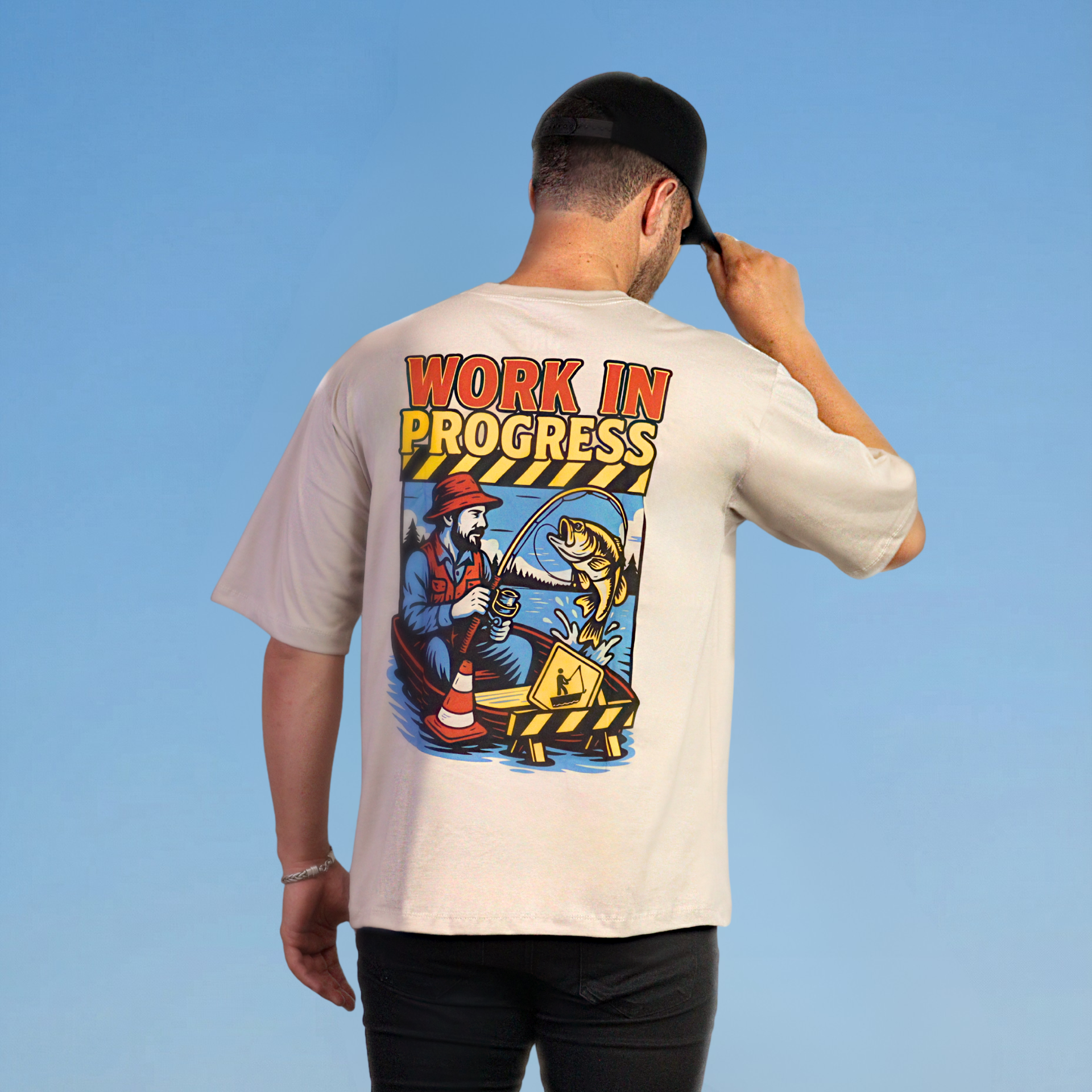 Camiseta Oversized - Work In Progress - Gelo