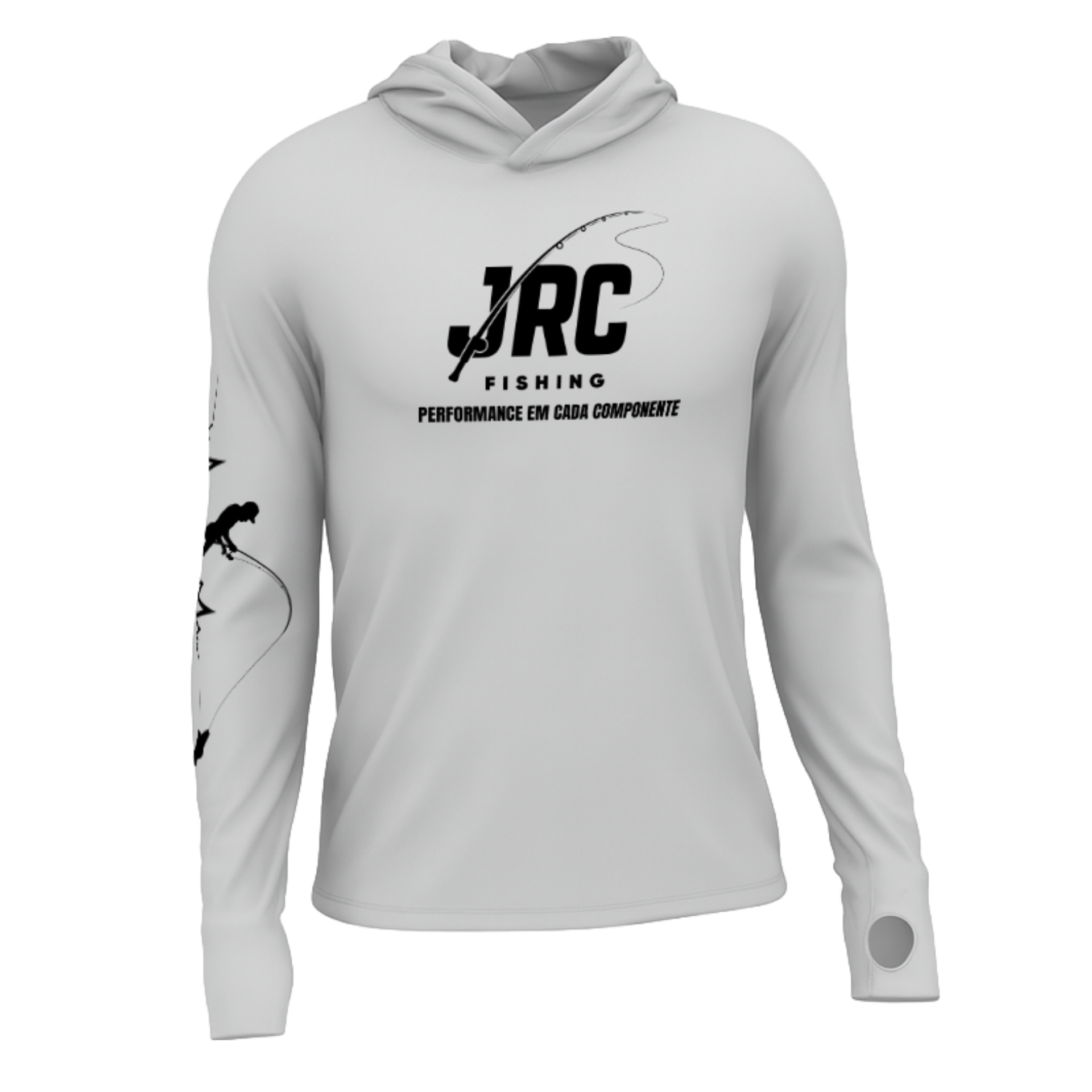 Camiseta de Pesca Masculina JRC com Capuz e Luva Proteção UV50+ Branca
