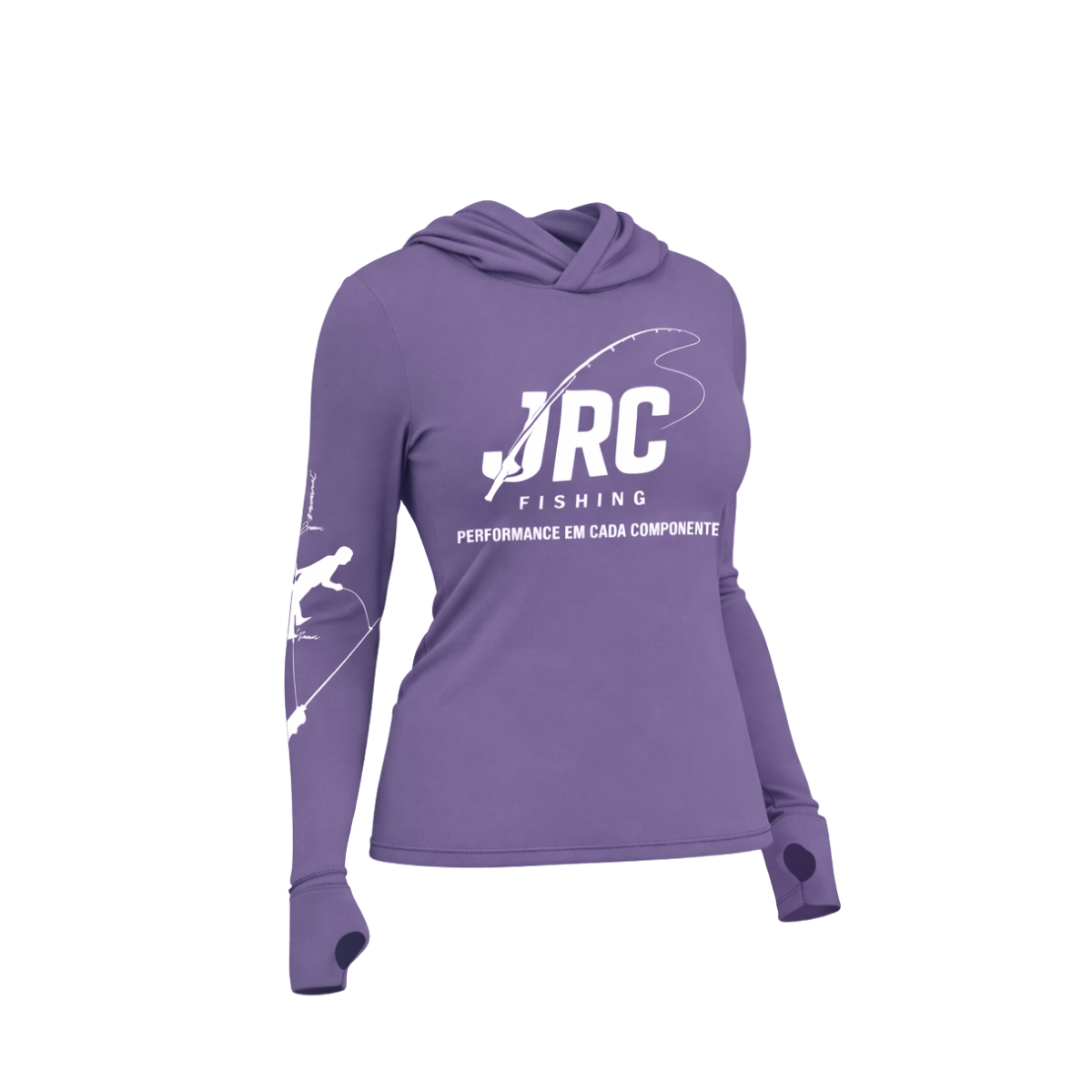 Camiseta de Pesca Feminina JRC com Capuz e Luva Proteção UV50+ Roxa