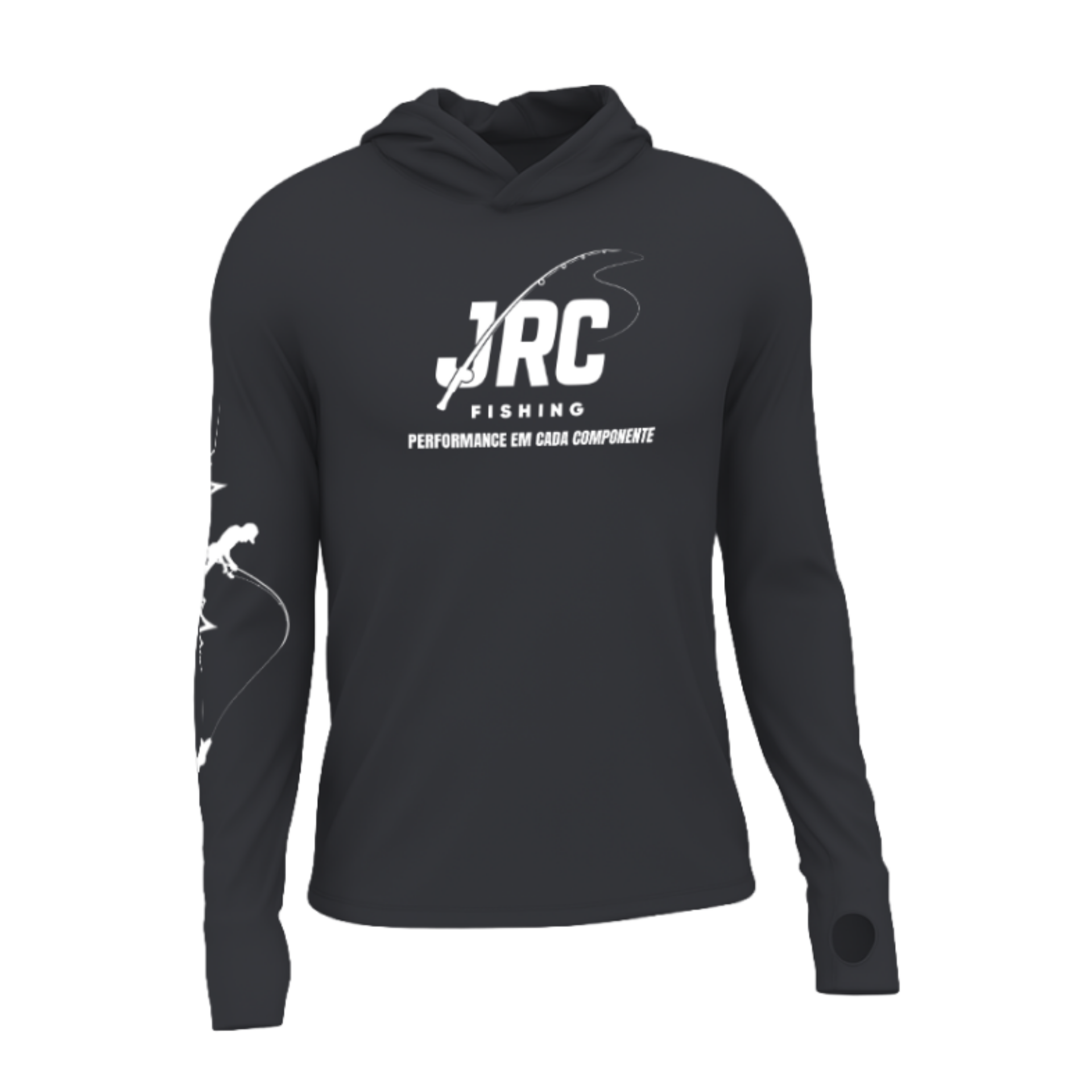 Camiseta de Pesca Masculina JRC com Capuz e Luva Proteção UV50+ Chumbo