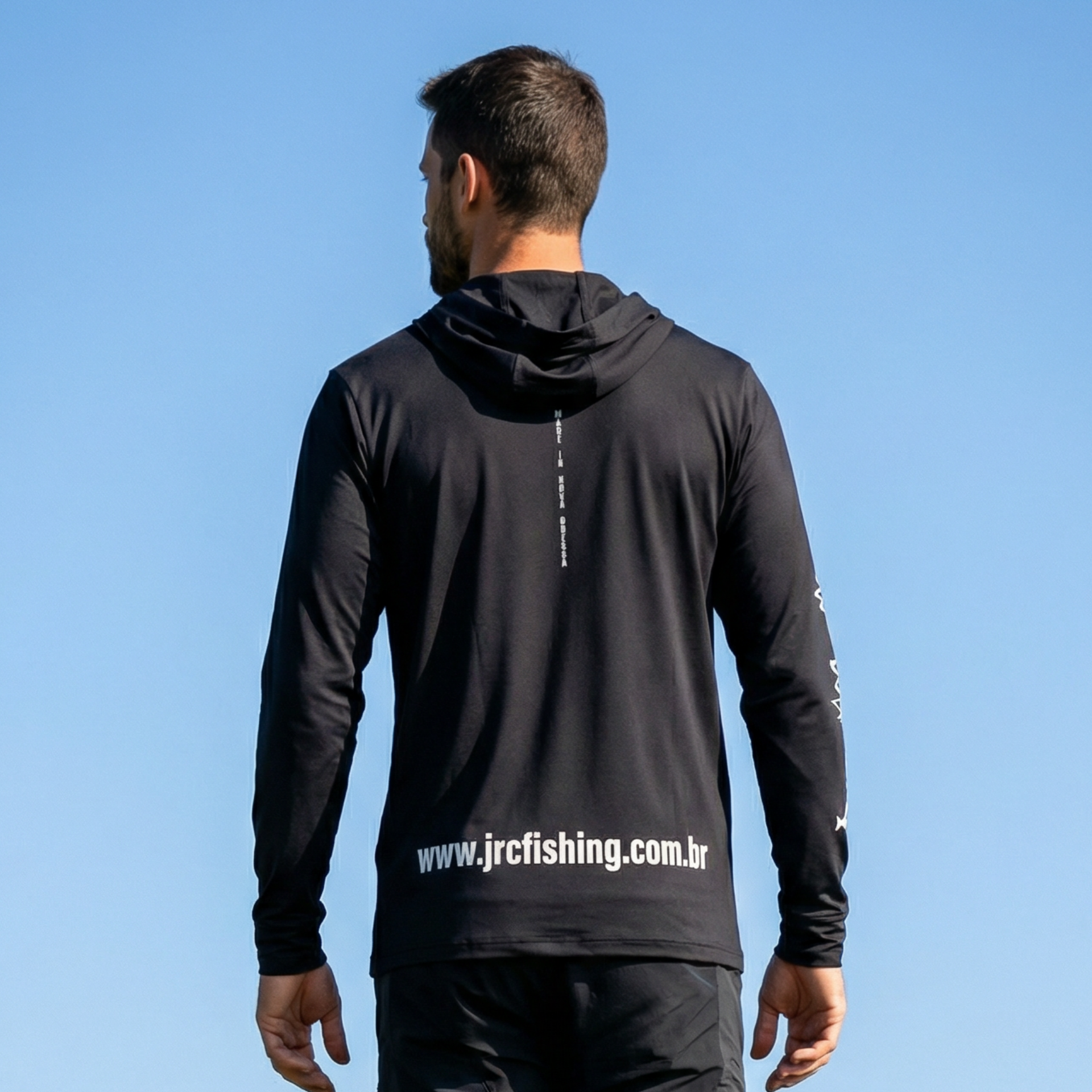 Camiseta de Pesca Masculina JRC com Capuz e Luva Proteção UV50+ Chumbo
