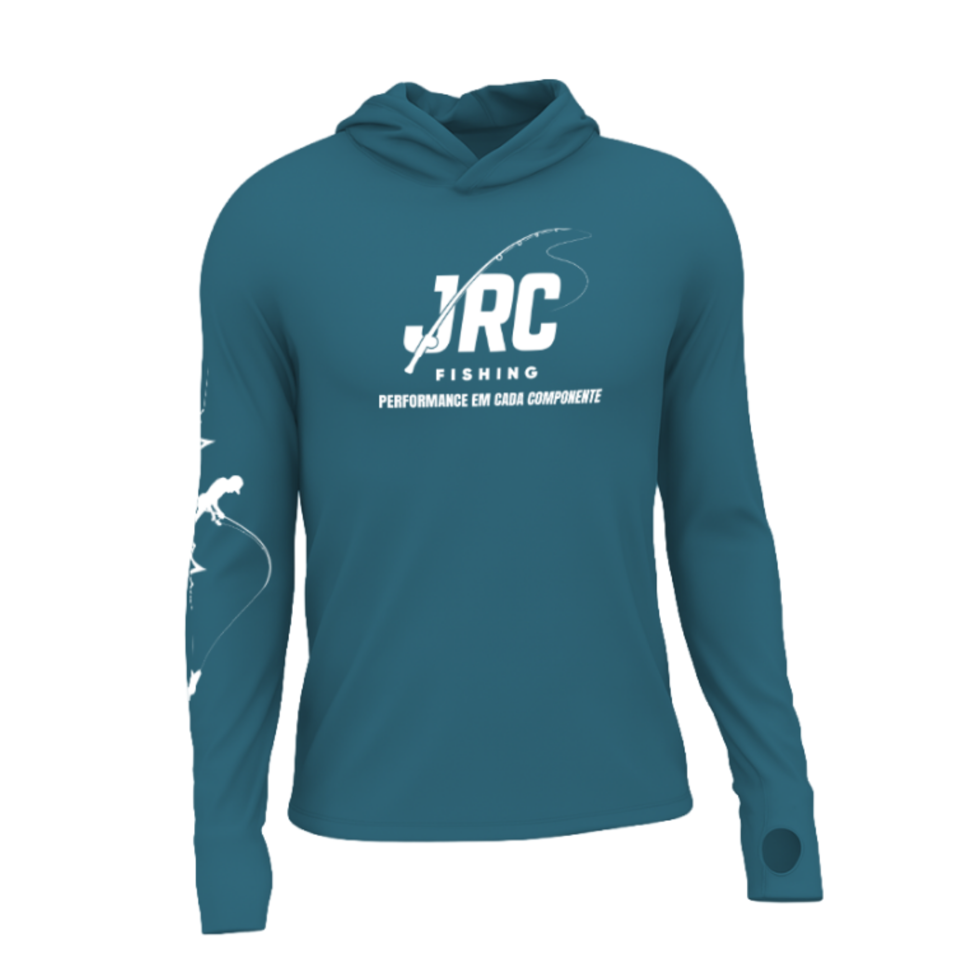 Camiseta de Pesca Masculina JRC com Capuz e Luva Proteção UV50+ Petróleo