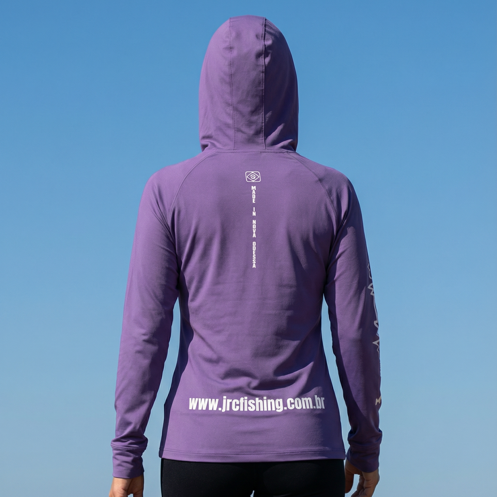 Camiseta de Pesca Feminina JRC com Capuz e Luva Proteção UV50+ Roxa