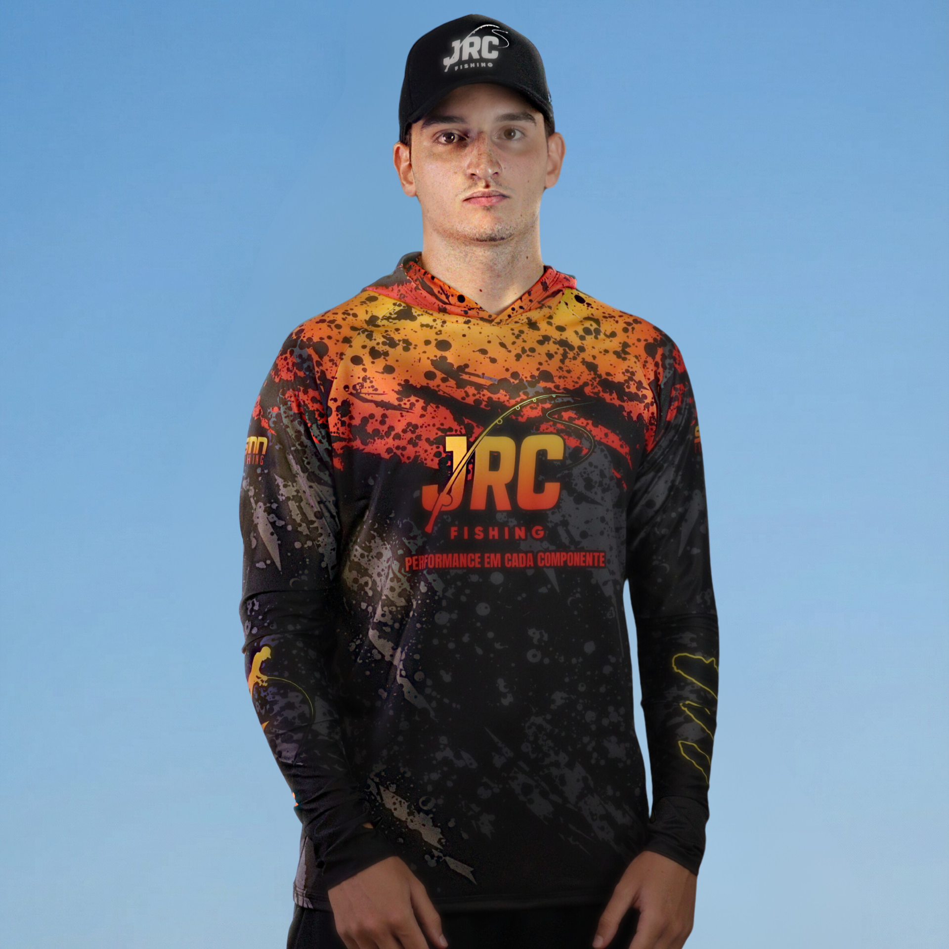 Camiseta de Pesca Masculina JRC com Capuz e Luva Proteção UV50+ Lava