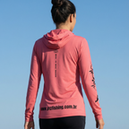 Camiseta de Pesca Feminina JRC com Capuz e Luva Proteção UV50+ Rosa