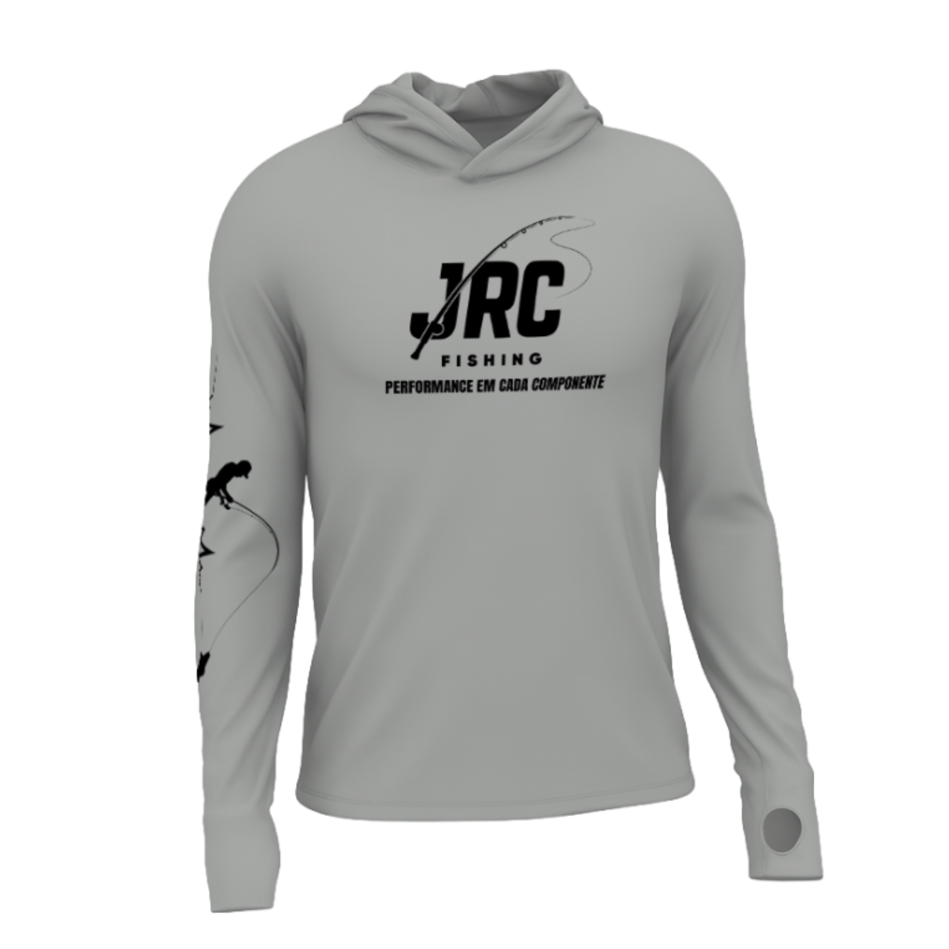 Camiseta de Pesca Masculina JRC com Capuz e Luva Proteção UV50+ Chumbo