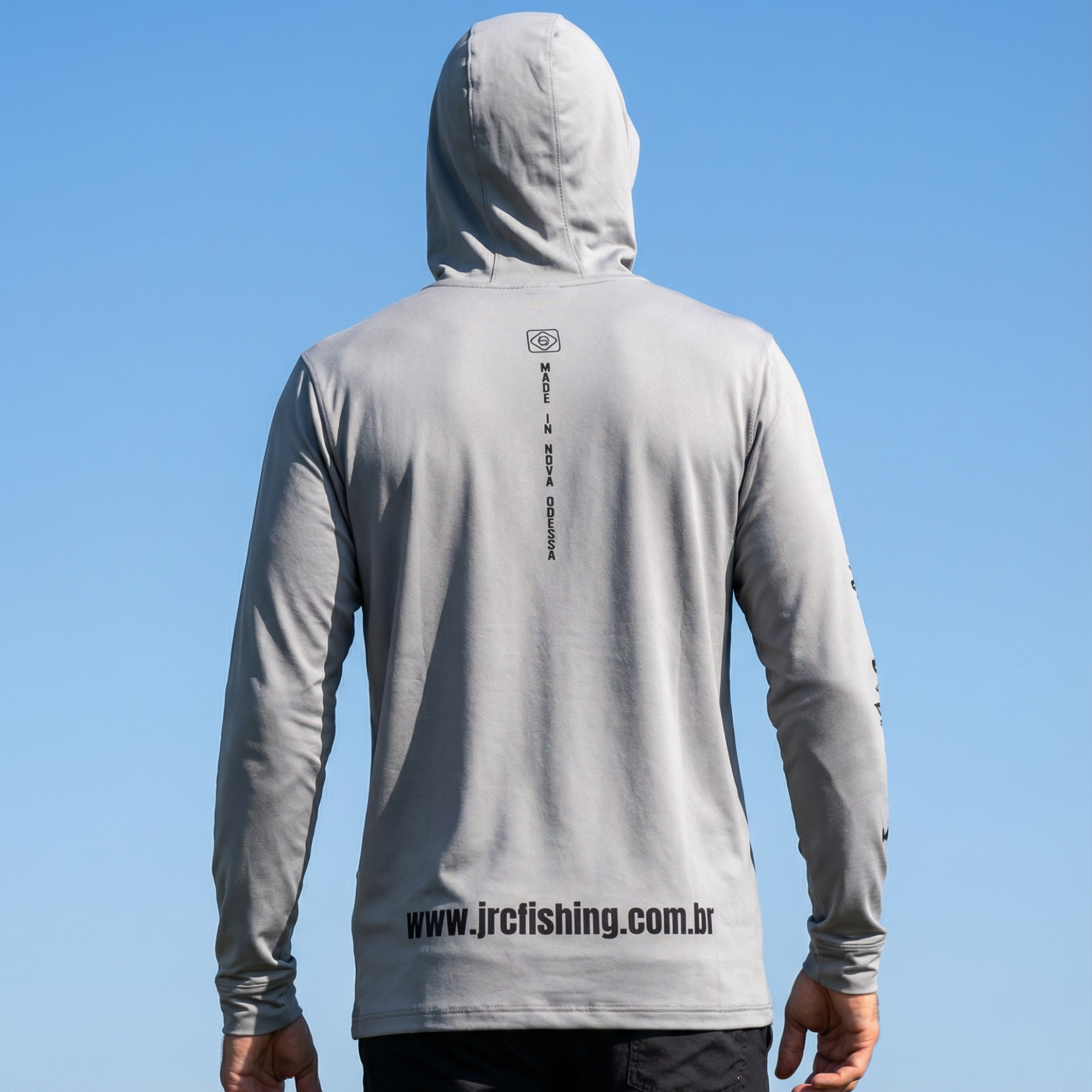 Camiseta de Pesca Masculina JRC com Capuz e Luva Proteção UV50+ Chumbo
