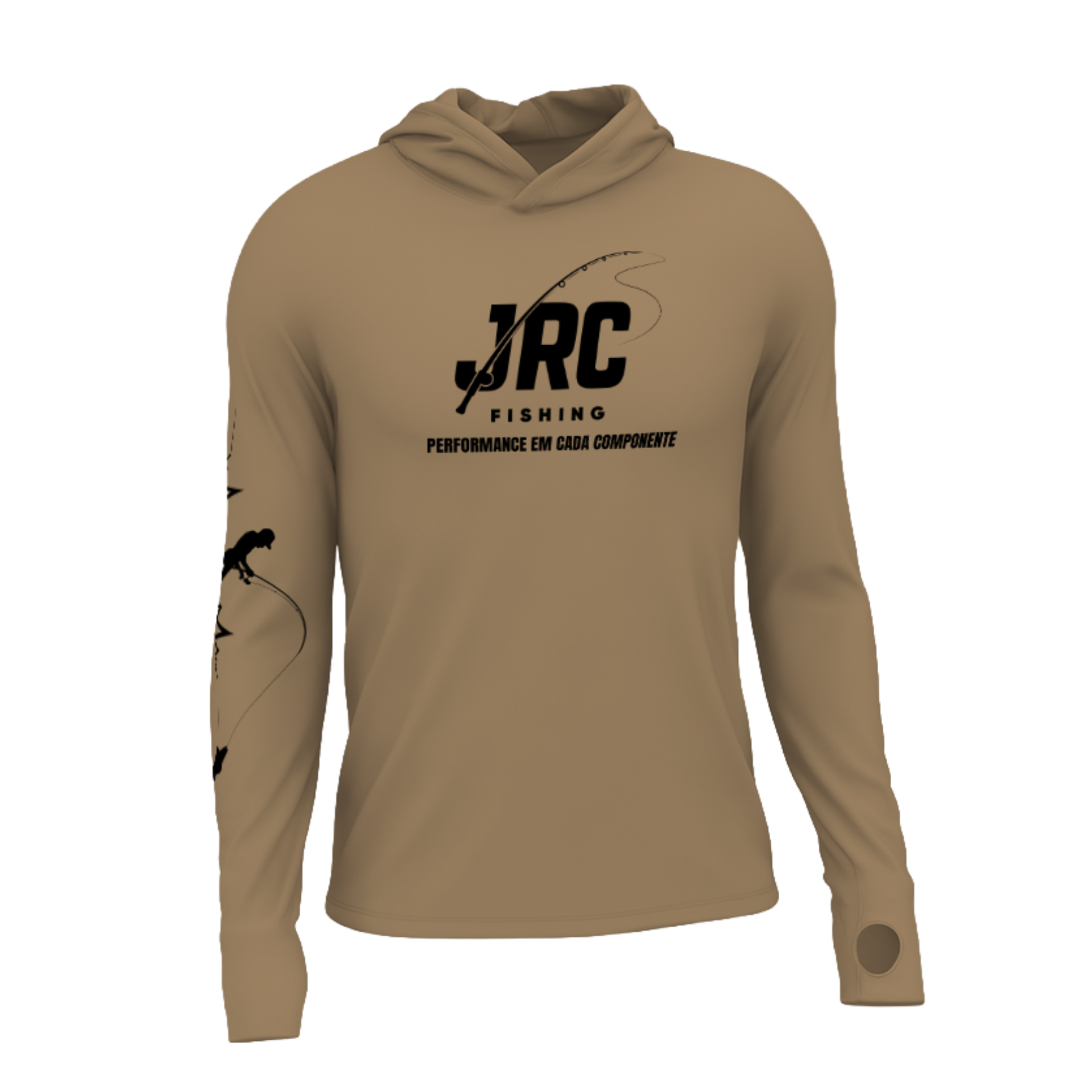 Camiseta de Pesca Masculina JRC com Capuz e Luva Proteção UV50+ Desert