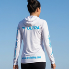 Camiseta de Pesca Feminina JRC com Capuz e Luva Proteção UV50+ Branca