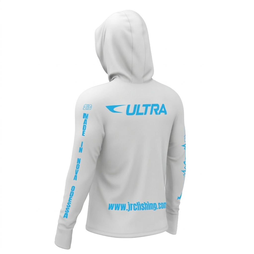 Camiseta de Pesca Feminina JRC com Capuz e Luva Proteção UV50+ Branca